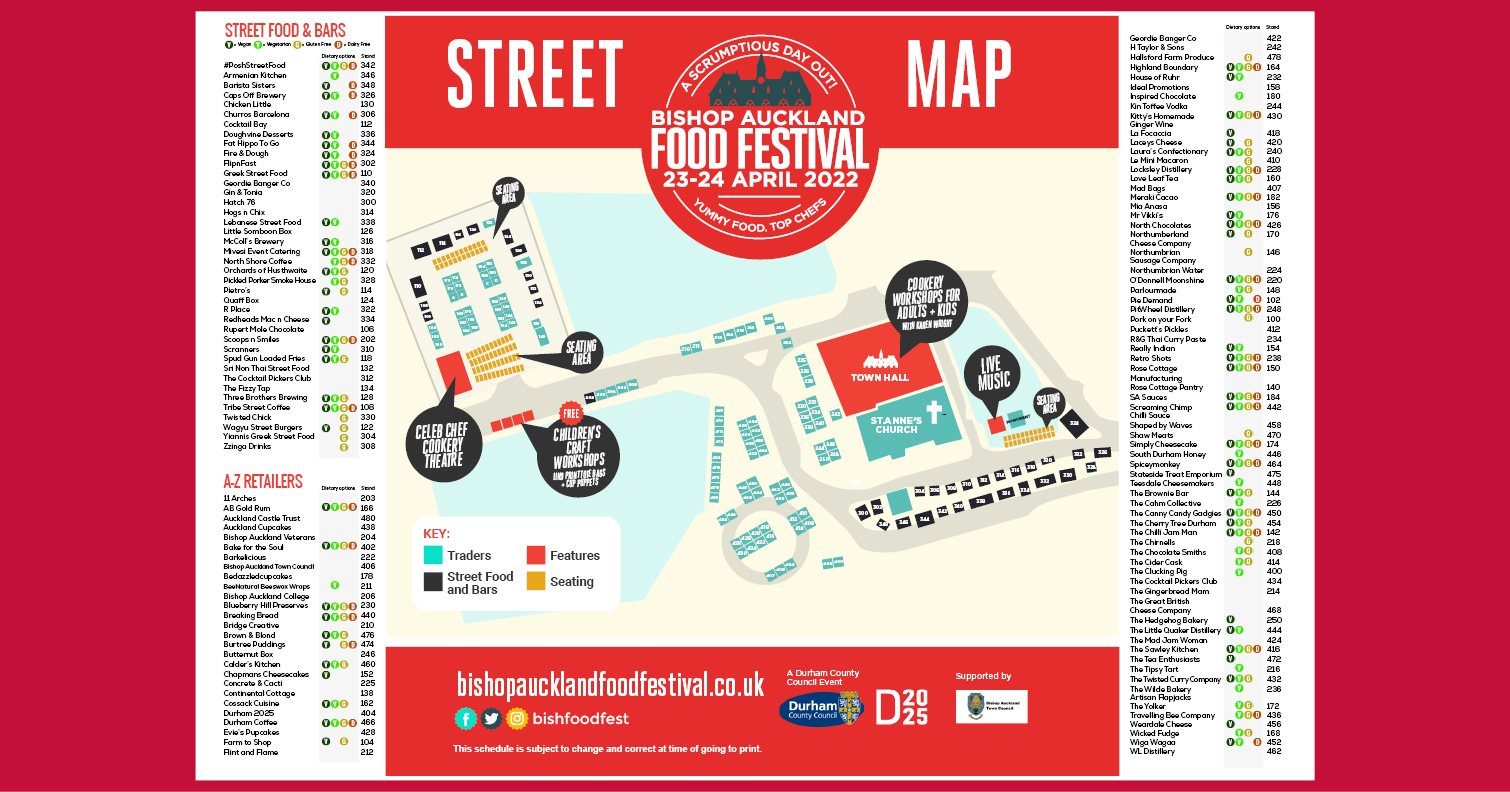 map of Bishop Auckland Food Festival 2022